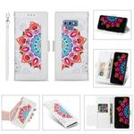 For Samsung Galaxy Note9 Printing Dual-color Half Mandala Pattern Dual-side Magnetic Buckle Horizontal Flip Leather Case with Holder & Card Slots & Wallet & Photo Frame & Lanyard(White)
