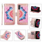 For Samsung Galaxy Note10 Printing Dual-color Half Mandala Pattern Dual-side Magnetic Buckle Horizontal Flip Leather Case with Holder & Card Slots & Wallet & Photo Frame & Lanyard(Rose Gold)