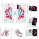 For Samsung Galaxy Note10 Printing Dual-color Half Mandala Pattern Dual-side Magnetic Buckle Horizontal Flip Leather Case with Holder & Card Slots & Wallet & Photo Frame & Lanyard(White)