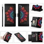For Samsung Galaxy Note10+ Printing Dual-color Half Mandala Pattern Dual-side Magnetic Buckle Horizontal Flip Leather Case with Holder & Card Slots & Wallet & Photo Frame & Lanyard(Black)