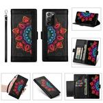 For Samsung Galaxy Note20 Ultra Printing Dual-color Half Mandala Pattern Dual-side Magnetic Buckle Horizontal Flip Leather Case with Holder & Card Slots & Wallet & Photo Frame & Lanyard(Black)