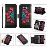 For Samsung Galaxy S8 Printing Dual-color Half Mandala Pattern Dual-side Magnetic Buckle Horizontal Flip Leather Case with Holder & Card Slots & Wallet & Photo Frame & Lanyard(Black)