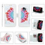 For Samsung Galaxy S9 Printing Dual-color Half Mandala Pattern Dual-side Magnetic Buckle Horizontal Flip Leather Case with Holder & Card Slots & Wallet & Photo Frame & Lanyard(White)