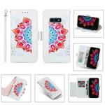 For Samsung Galaxy S10e Printing Dual-color Half Mandala Pattern Dual-side Magnetic Buckle Horizontal Flip Leather Case with Holder & Card Slots & Wallet & Photo Frame & Lanyard(White)
