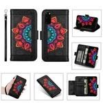 For Samsung Galaxy S20 FE 5G Printing Dual-color Half Mandala Pattern Dual-side Magnetic Buckle Horizontal Flip Leather Case with Holder & Card Slots & Wallet & Photo Frame & Lanyard(Black)