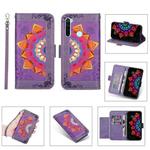 For Xiaomi Redmi Note 8 Printing Dual-color Half Mandala Pattern Dual-side Magnetic Buckle Horizontal Flip Leather Case with Holder & Card Slots & Wallet & Photo Frame & Lanyard(Purple)
