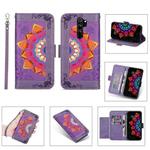 For Xiaomi Redmi Note 8 Pro Printing Dual-color Half Mandala Pattern Dual-side Magnetic Buckle Horizontal Flip Leather Case with Holder & Card Slots & Wallet & Photo Frame & Lanyard(Purple)