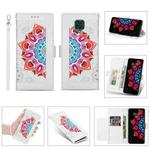 For Xiaomi Redmi Note 9 Pro Printing Dual-color Half Mandala Pattern Dual-side Magnetic Buckle Horizontal Flip Leather Case with Holder & Card Slots & Wallet & Photo Frame & Lanyard(White)