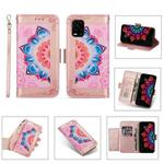 For Xiaomi Mi 10 Lite Printing Dual-color Half Mandala Pattern Dual-side Magnetic Buckle Horizontal Flip Leather Case with Holder & Card Slots & Wallet & Photo Frame & Lanyard(Rose Gold)