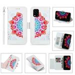 For Xiaomi Mi 10 Lite Printing Dual-color Half Mandala Pattern Dual-side Magnetic Buckle Horizontal Flip Leather Case with Holder & Card Slots & Wallet & Photo Frame & Lanyard(White)