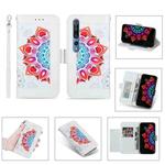 For Xiaomi Mi 10 Pro Printing Dual-color Half Mandala Pattern Dual-side Magnetic Buckle Horizontal Flip Leather Case with Holder & Card Slots & Wallet & Photo Frame & Lanyard(White)