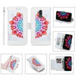 For Huawei Mate 20 Lite Printing Dual-color Half Mandala Pattern Dual-side Magnetic Buckle Horizontal Flip Leather Case with Holder & Card Slots & Wallet & Photo Frame & Lanyard(White)