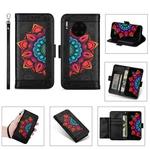 For Huawei Mate 30 Pro Printing Dual-color Half Mandala Pattern Dual-side Magnetic Buckle Horizontal Flip Leather Case with Holder & Card Slots & Wallet & Photo Frame & Lanyard(Black)