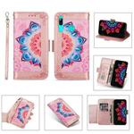 For Huawei P smart (2019) Printing Dual-color Half Mandala Pattern Dual-side Magnetic Buckle Horizontal Flip Leather Case with Holder & Card Slots & Wallet & Photo Frame & Lanyard(Rose Gold)