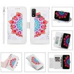 For Huawei P smart (2020) Printing Dual-color Half Mandala Pattern Dual-side Magnetic Buckle Horizontal Flip Leather Case with Holder & Card Slots & Wallet & Photo Frame & Lanyard(White)