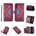 For Huawei P20 Pro Printing Dual-color Half Mandala Pattern Dual-side Magnetic Buckle Horizontal Flip Leather Case with Holder & Card Slots & Wallet & Photo Frame & Lanyard(Wine Red)