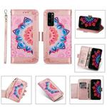 For Huawei Honor 30 Pro Printing Dual-color Half Mandala Pattern Dual-side Magnetic Buckle Horizontal Flip Leather Case with Holder & Card Slots & Wallet & Photo Frame & Lanyard(Rose Gold)