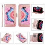 For Samsung Galaxy A5 (2017) Printing Dual-color Half Mandala Pattern Dual-side Magnetic Buckle Horizontal Flip Leather Case with Holder & Card Slots & Wallet & Photo Frame & Lanyard(Rose Gold)