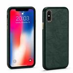 For iPhone X / XS Lambskin Texture Four-Corner Full Coverage Leather + Metal Protective Case(Green)