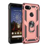 For Google Pixel 3a XL Shockproof TPU + PC Protective Case with 360 Degree Rotating Holder(Rose Gold)