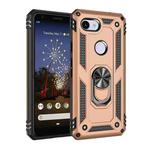 For Google Pixel 3a Shockproof TPU + PC Protective Case with 360 Degree Rotating Holder(Gold)