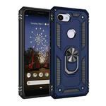 For Google Pixel 3a Shockproof TPU + PC Protective Case with 360 Degree Rotating Holder(Blue)