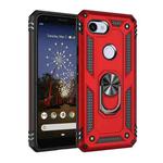 For Google Pixel 3a Shockproof TPU + PC Protective Case with 360 Degree Rotating Holder(Red)