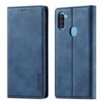 For Samsung Galaxy A11 / M11 LC.IMEEK Strong Magnetism Ultra-thin Horizontal Flip Shockproof Matte TPU + PU Leather Case with Holder & Card Slots & Wallet(Blue)