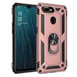 For OPPO A5s Shockproof TPU + PC Protective Case with 360 Degree Rotating Holder(Rose Gold)