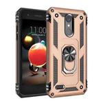 For LG Aristo 2 Shockproof TPU + PC Protective Case with 360 Degree Rotating Holder(Gold)