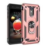 For LG Aristo 2 Shockproof TPU + PC Protective Case with 360 Degree Rotating Holder(Rose Gold)
