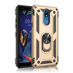 For LG K40 Shockproof TPU + PC Protective Case with 360 Degree Rotating Holder(Gold)