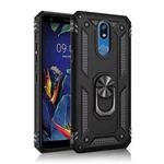 For LG K40 Shockproof TPU + PC Protective Case with 360 Degree Rotating Holder(Black)