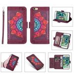 Printing Dual-color Half Mandala Pattern Dual-side Magnetic Buckle Horizontal Flip Leather Case with Holder & Card Slots & Wallet & Photo Frame & Lanyard For iPhone 6(Wine Red)