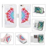 Printing Dual-color Half Mandala Pattern Dual-side Magnetic Buckle Horizontal Flip Leather Case with Holder & Card Slots & Wallet & Photo Frame & Lanyard For iPhone 6 Plus(White)