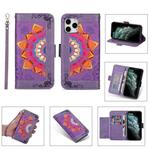 Printing Dual-color Half Mandala Pattern Dual-side Magnetic Buckle Horizontal Flip Leather Case with Holder & Card Slots & Wallet & Photo Frame & Lanyard For iPhone 11(Purple)