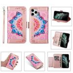 Printing Dual-color Half Mandala Pattern Dual-side Magnetic Buckle Horizontal Flip Leather Case with Holder & Card Slots & Wallet & Photo Frame & Lanyard For iPhone 11 Pro(Rose Gold)