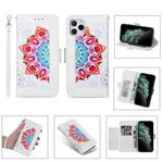 Printing Dual-color Half Mandala Pattern Dual-side Magnetic Buckle Horizontal Flip Leather Case with Holder & Card Slots & Wallet & Photo Frame & Lanyard For iPhone 11 Pro Max(White)