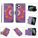 Printing Dual-color Half Mandala Pattern Dual-side Magnetic Buckle Horizontal Flip Leather Case with Holder & Card Slots & Wallet & Photo Frame & Lanyard For iPhone 12 mini(Purple)