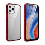 For iPhone 12 Pro Max Double Sides Tempered Glass Magnetic Adsorption Metal Frame HD Screen Case(Red)