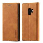 For Samsung Galaxy S9 LC.IMEEKE Strong Magnetism Ultra-thin Horizontal Flip Shockproof Matte TPU + PU Leather Case with Holder & Card Slots & Wallet(Brown)