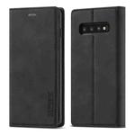 For Samsung Galaxy S10 LC.IMEEKE Strong Magnetism Ultra-thin Horizontal Flip Shockproof Matte TPU + PU Leather Case with Holder & Card Slots & Wallet(Black)