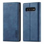 For Samsung Galaxy S10 LC.IMEEKE Strong Magnetism Ultra-thin Horizontal Flip Shockproof Matte TPU + PU Leather Case with Holder & Card Slots & Wallet(Blue)