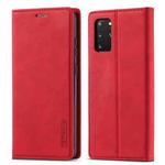 For Samsung Galaxy S20+ LC.IMEEKE Strong Magnetism Ultra-thin Horizontal Flip Shockproof Matte TPU + PU Leather Case with Holder & Card Slots & Wallet(Red)