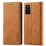 For Samsung Galaxy S20+ LC.IMEEKE Strong Magnetism Ultra-thin Horizontal Flip Shockproof Matte TPU + PU Leather Case with Holder & Card Slots & Wallet(Brown)