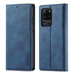 For Samsung Galaxy S20 Ultra LC.IMEEKE Strong Magnetism Ultra-thin Horizontal Flip Shockproof Matte TPU + PU Leather Case with Holder & Card Slots & Wallet(Blue)