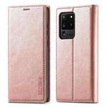 For Samsung Galaxy S20 Ultra LC.IMEEKE Strong Magnetism Ultra-thin Horizontal Flip Shockproof Matte TPU + PU Leather Case with Holder & Card Slots & Wallet(Rose Gold)