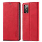 For Samsung Galaxy S20 FE LC.IMEEKE Strong Magnetism Ultra-thin Horizontal Flip Shockproof Matte TPU + PU Leather Case with Holder & Card Slots & Wallet(Red)