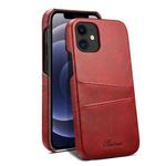 For iPhone 12 mini Calf Texture Back Cover Protective Case with Card Slots (Red)