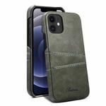 For iPhone 12 Pro Max Calf Texture Back Cover Protective Case with Card Slots(Grey)